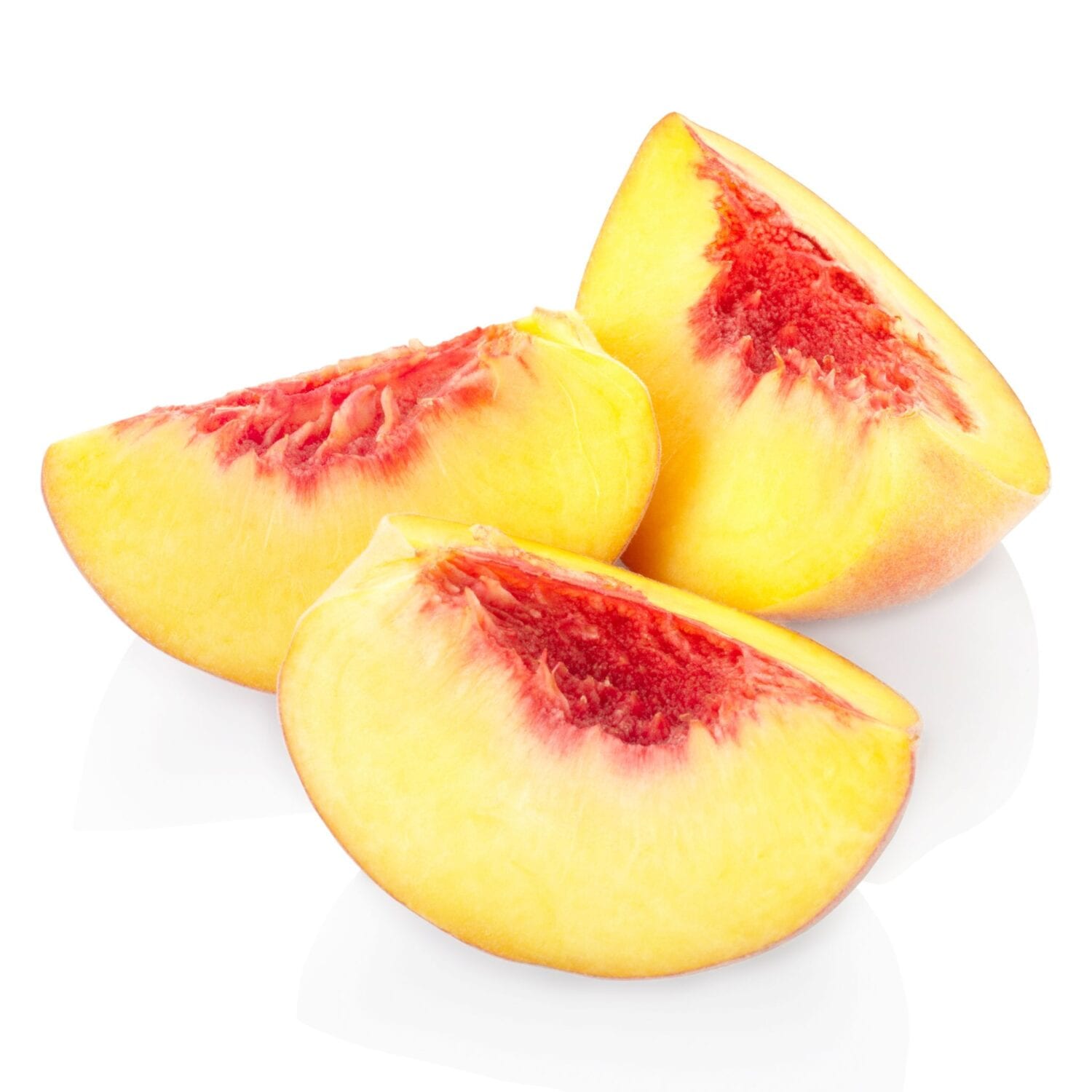 10959740 - peach slices isolated on white peach slices isolated on white
